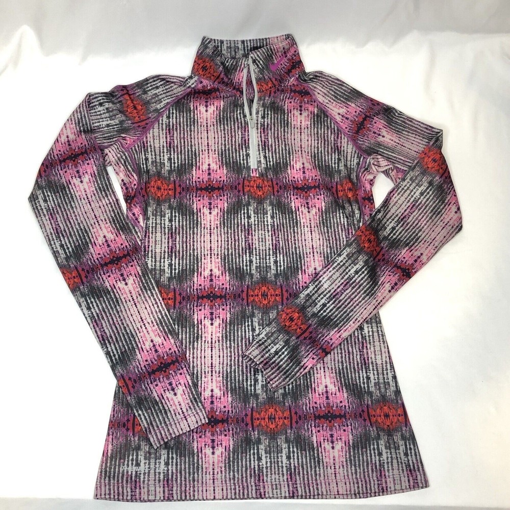 Nike Pro Combat Fitted Shirt Womens SMALL Therma Fit 1/4 Zip Pullover Pink
